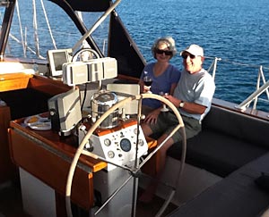 A couple enjoys sailing aboard La Boheme