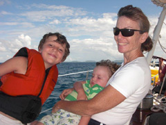Young family enjoys a sail